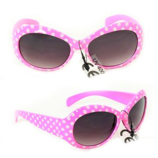   Kids Oval Sunglasses Pink White Polka Dots Purple Black 