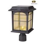 Solar Outdoor Hand Painted Sanded Iron Finish Post Lantern with Seedy 