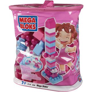 Mega Bloks Build n Create 80 Piece Bag   Pink & White (8466)