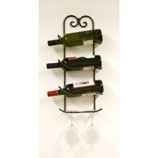 Creative Creations Xiafeng 3 Bottle Wall Wine Holder with Glass Rack 