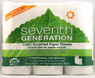 Seventh Generation 100% Recycled Paper Towels    6 Rolls   Vitacost 