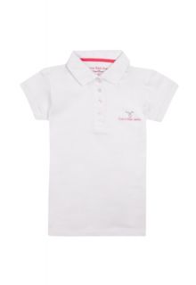 Camisa Calvin Klein Kids Polo Aplique Termocolante Infantil Branca 