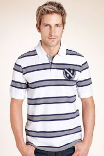 Blue Harbour Slim Fit Heritage Pure Cotton Striped Polo Shirt   Marks 