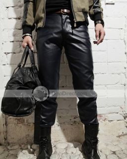 Wholesale COTT Fashion Straight Low Waist Mens Leather Pants 