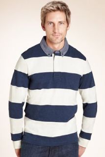 Blue Harbour Cut & Sew Block Striped Rubgy Shirt   Marks & Spencer 