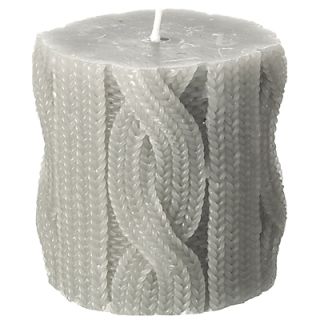 Buy Parlane Cable Knit Pillar Candle, Light Grey, Small online at 