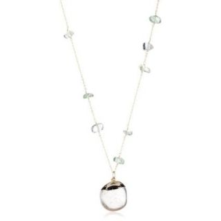 Eva Hanusova Crystal Aquamarine 14k Gold Fill Necklace   designer 