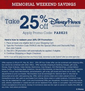 Memorial Weekend Savings   Take 25% off Disney Parks Authentic 