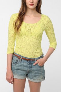 Pins and Needles 3/4 Sleeve Lace Top   Urban Outfitters