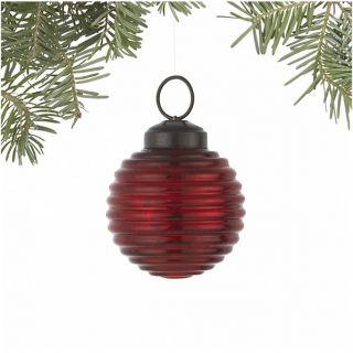 Antiqued Red Ribbed Ball Ornament in Home Accents  