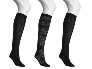Nine West Allover Floral Knee Sock, 3 Pack Hosiery & Accessories Women 