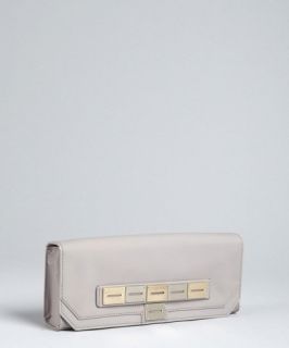 Botkier lilac grey matte leather Evans plaque clutch