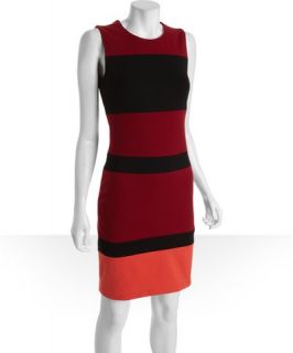 Calvin Klein brick and black striped stretch shift dress