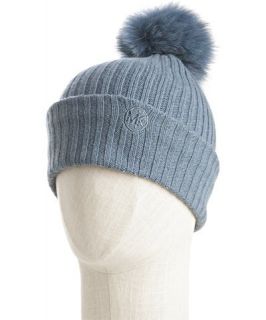 MICHAEL Michael Kors danish blue wool cashmere fur pom pom hat