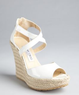 Jimmy Choo white patent leather Passion espadrilles