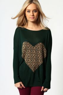  Clothing  Knitwear  Lauren Leopard Heart Jumper