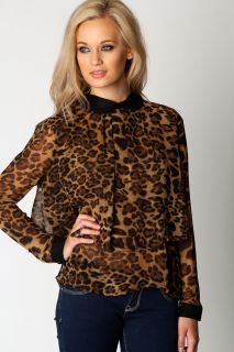  Sale  Tops  Anna Cape Detail Leopard Blouse