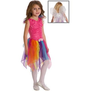 Little Adventures Rainbow Fairy Girls Dress Up Costume with Wings 