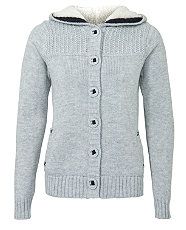 Grey (Grey) Grey Knitted Fur Lined Animal Hoodie  260403304  New 
