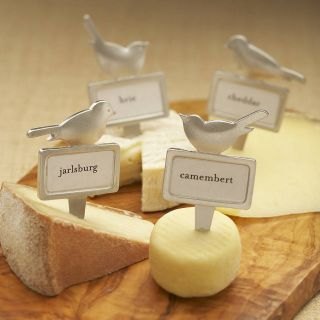 pewter bird cheese markers by berry red  