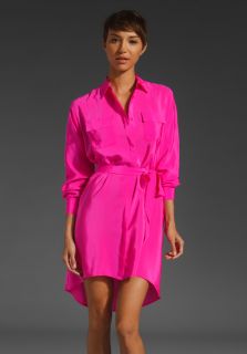 AMANDA UPRICHARD Military Shirt Dress in Hot Pink  