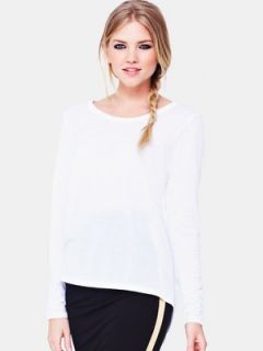 Love Label Dipped Back Long Sleeve Top   White Littlewoods