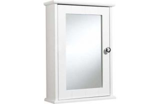 Virginia Single Mirror Door Bathroom Cabinet   White from Homebase.co 