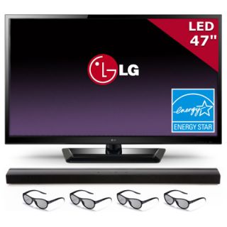 LG 47 LED HDTV 1080p 120Hz 3D Sound Bar System with 3D Glasses 