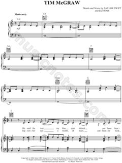 Image of Taylor Swift   Tim McGraw Sheet Music    & Print