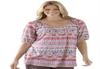 Plus Size Top, tunic length with floral applique print by Chelsea 