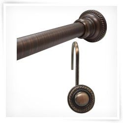 Finial Curtain Rod and Round Hook Set Rubbed Bronze