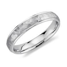 Hammered Wedding Ring in Platinum (4mm)