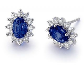 Sapphire and Diamond Earrings in 18k White Gold (7x5mm)  Blue Nile
