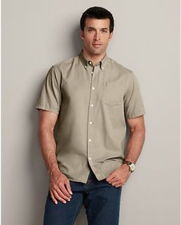 Relaxed Fit Signature Twill Shirt   Solid Short Sleeve  Eddie Bauer
