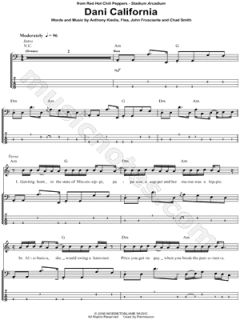 Image of Red Hot Chili Peppers   Dani California Bass Tab    