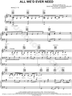 Image of Lady Antebellum   All Wed Ever Need Sheet Music    