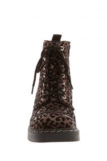 Anarchic By T.U.K. Copper Flock Leopard 7 Eye Boots