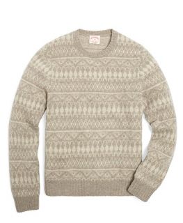 Shetland Tonal Fair Isle Crewneck Sweater   Brooks Brothers