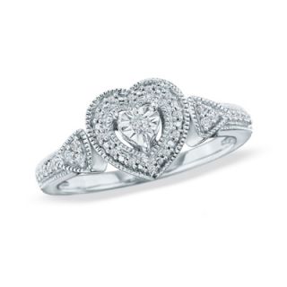 CT. T.W. Diamond Heart Promise Ring in Sterling Silver   Size 7 