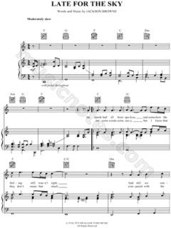 Image of Jackson Browne   Late for the Sky Sheet Music    