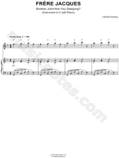 Image of French Folk Song   Frère Jacques   Piano Accompaniment Sheet 