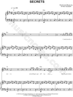 Image of OneRepublic   Secrets Sheet Music    & Print