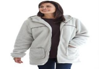 Plus Size Whipstitched berber fleece jacket  Plus Size Fleece 
