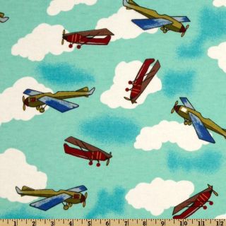 Flannel Planes Aqua/Multi   Discount Designer Fabric   Fabric