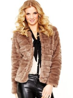 South Collarless Shaved Faux Fur Coat  Littlewoods