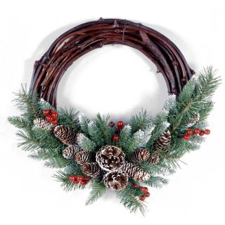 Frosted Berry Grapevine Christmas Wreath at Brookstone—Buy Now
