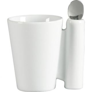 spoon coffee mug white with stainless steel spoon in dinnerware  CB2