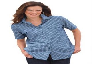 Plus Size Petite shirt, short sleeve in Chambray  Plus Size Petite 