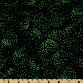 Holiday Treasures Pinecones Green   Discount Designer Fabric   Fabric 