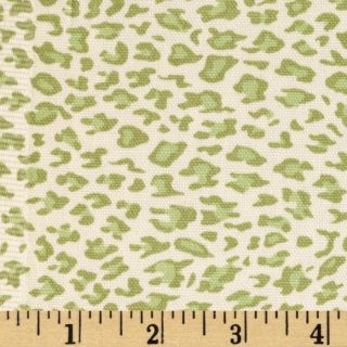 Leopard Cotton Duck Ivory/New Green   Discount Designer Fabric 